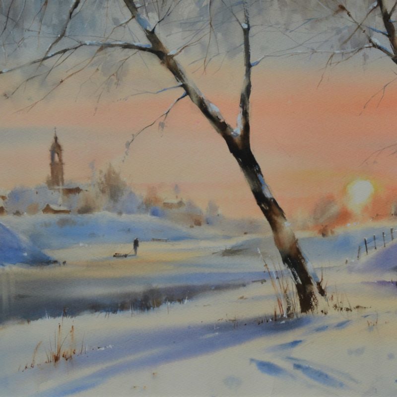 The sunset of December 2021 38х56