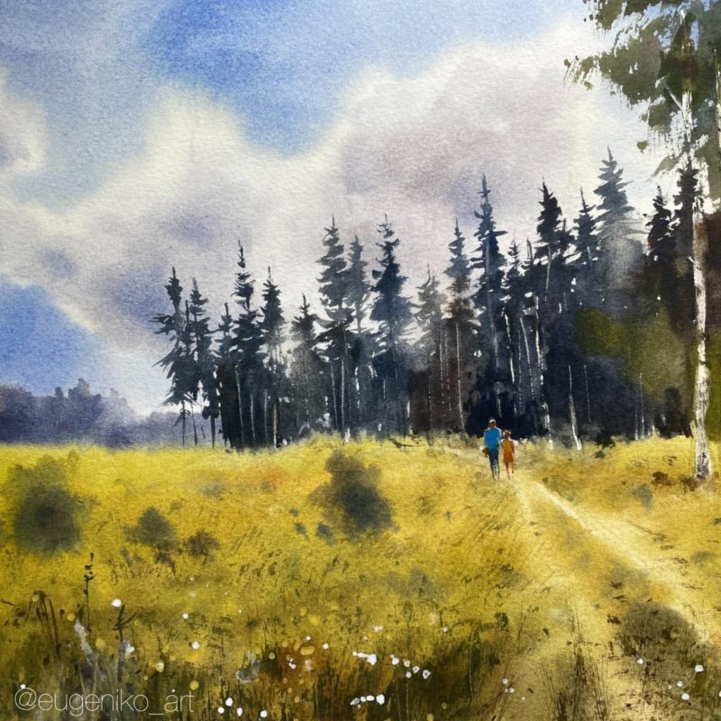 Walking with clouds 28х38 2021